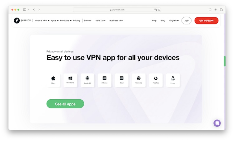 PureVPN é uma das melhores VPNs para baixar no seu dispositivo