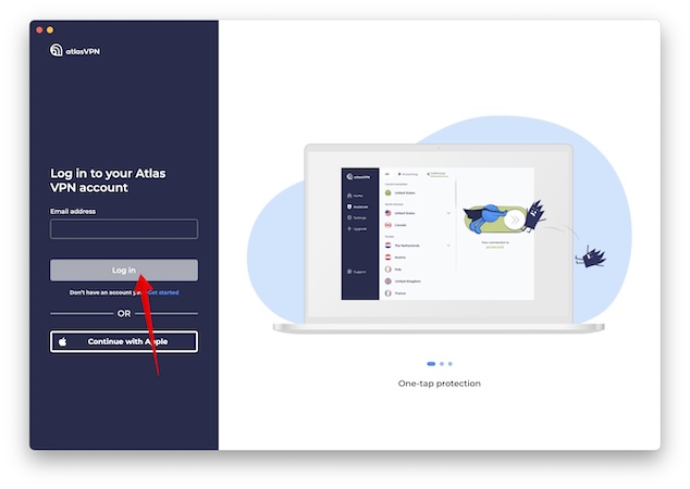 Instale e abra o Atlas VPN no seu Mac